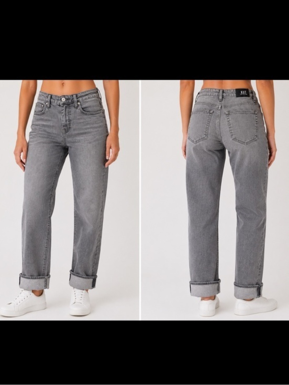 KUT From The Kloth Elizabeth Fab Ab High Rise Ankle Straight Leg Jeans Gray